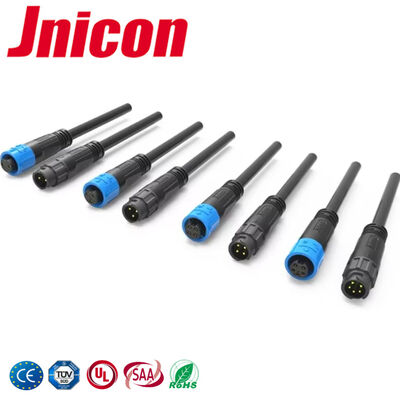 M12 PA66 Wire Connector Waterproof 10A Low Current Molded Quick Lock Connectors