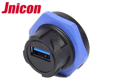 فشار قفل ضد آب اتصال کوتاه مینی USB اتصال زن مونتاژ آبی و سیاه