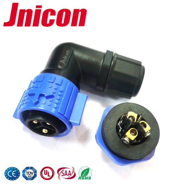M19 20A 3 Pin Screw Terminal Connector قدرت ضد آب 300 ولت کنتاکتور 90 درجه