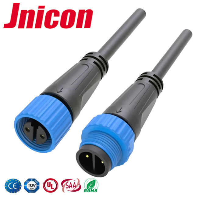 M15 2 پین 10A اتصال کابل ضد آب بیش از حد قالب بندی شده 300 ولت LED برق پیچ قفل کنتاکتور