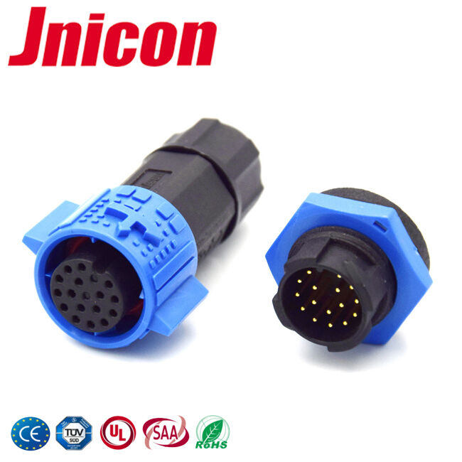 5A IP67 12 پین کنتاکتور کابل ضد آب در فضای باز M19 پلاگین و سوکت داده