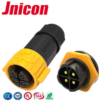 موصل طاقة دائري مقاوم للماء 4 سنون M25 50A قابل للتركيب على اللوحة موصل LED سريع