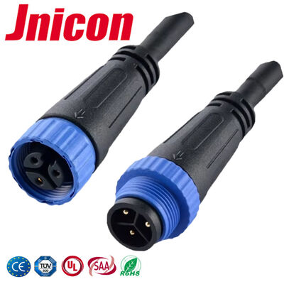موصل كابل مقاوم للماء مطلي بالذهب 3 سنون M15 10A 300V لمصابيح LED الخارجية